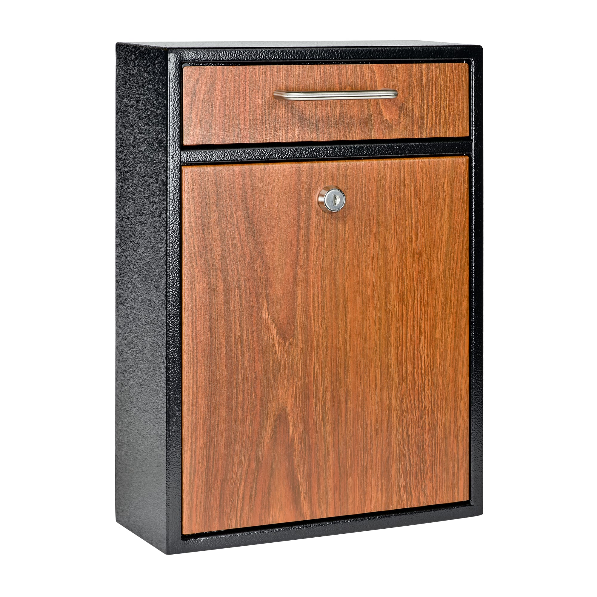 MailBoss 7427 Locking Security Drop Box Wood Grain 