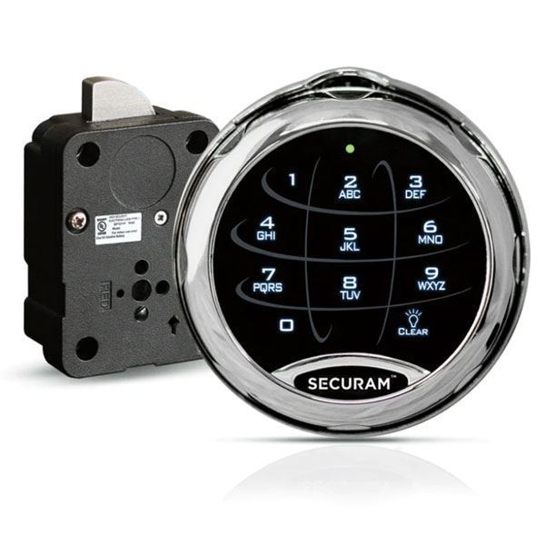 Securam SafeLogic Xtreme EMP-Proof Redundant Electro-Mechanical Safe Lock - Bright Chrome Finish 